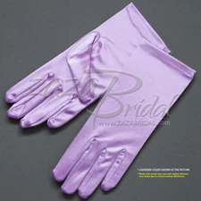 Shiny Stretch Satin Dress Gloves 2BL - Wrist Length, Various Colors