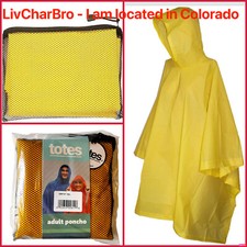 1-Adult Totes Hooded Rain Poncho Lightweight 100 EVA Rain Protection Yellow Bag