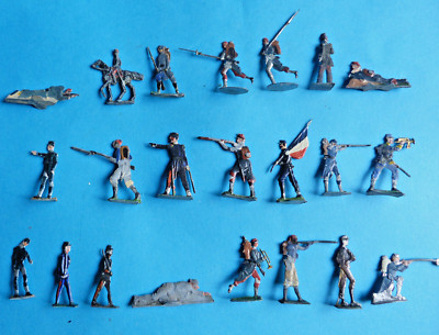 Plats d'étain 6 soldats français guerre de 1870 - flat tin - zinnfiguren