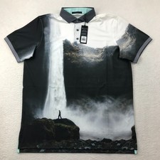 Greyson Golf Polo Shirt Mens Large Rocks Edge Performance Nature All Over Print