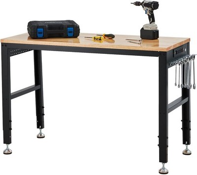 Adjustable Height Workbench 60''L x 20''W Work Bench Table w/ Power Outlets 2000 l
