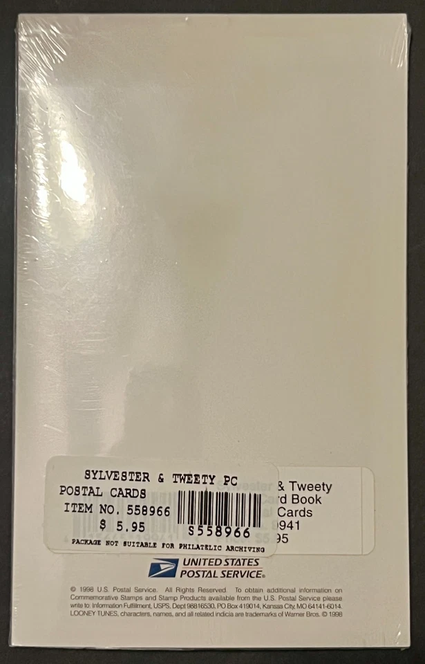 SCOTT UX291 USPS 1998 SYLVESTER & TWEETY SET OF TEN POSTAL CARDS SEALED NEW - Image 2 of 2