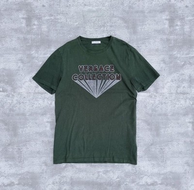 Versace Collection Big Logo T-Shirt Oberteil Herren Größe L Grün