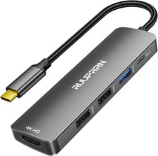 USB C Hub, 5 in 1 USBC Dongle with 4K HDMI, 100W Power Delivery,3 USB A Data Por