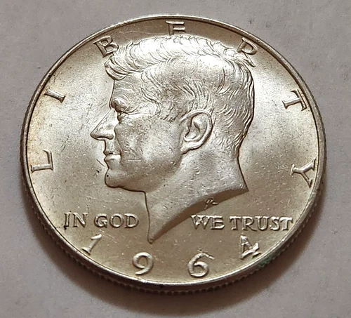 1964 Kennedy Half Dollar • 90% Silver • Circulated • As Shown • Solid    X61
