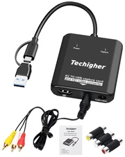 VHS to Digital Converter & RCA to HDMI Adapter USB Video Capture Card for VCR...