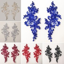 Bridal Evening Dress Lace Applique Floral Corded Wedding Costume DIY 1Pair 67US