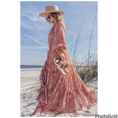 Free People Floral Boho Maxi Dress Oversized S