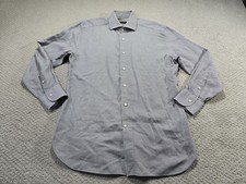 Ermenegildo Zegna Dress Shirt Mens 16 41 Gray White Micro Pattern Cotton Turkey