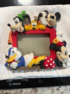 Large Vintage Disney Mickey Goofy Pluto Resin Photo Frame