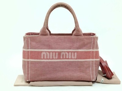 Miu Miu 2-Way Bag: Tote Bag / Shoulder Bag, Denim, Red, 5BA219