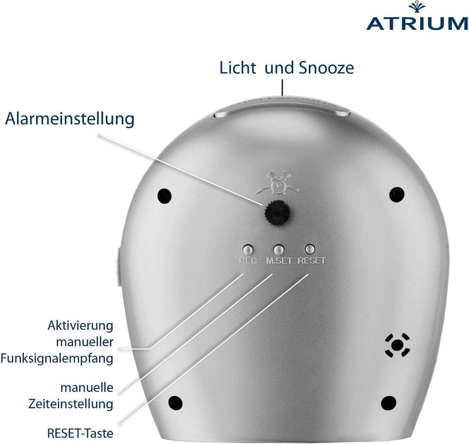 Radiosveglia Analogica Al Quarzo Senza Ticchettio, Design Classico, Argento Opac - Immagine 3 di 4