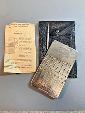 Antique  Vintage Tasco Pocket Arithmometer Manual Calculator, Case,Instructions