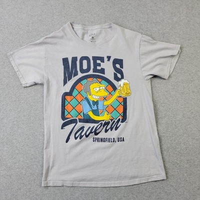 The Simpsons Moe's Tavern Shirt Mens Small Gray Graphic Print