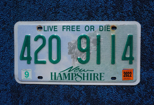 2022 New Hampshire License Plate # 420 - 9114