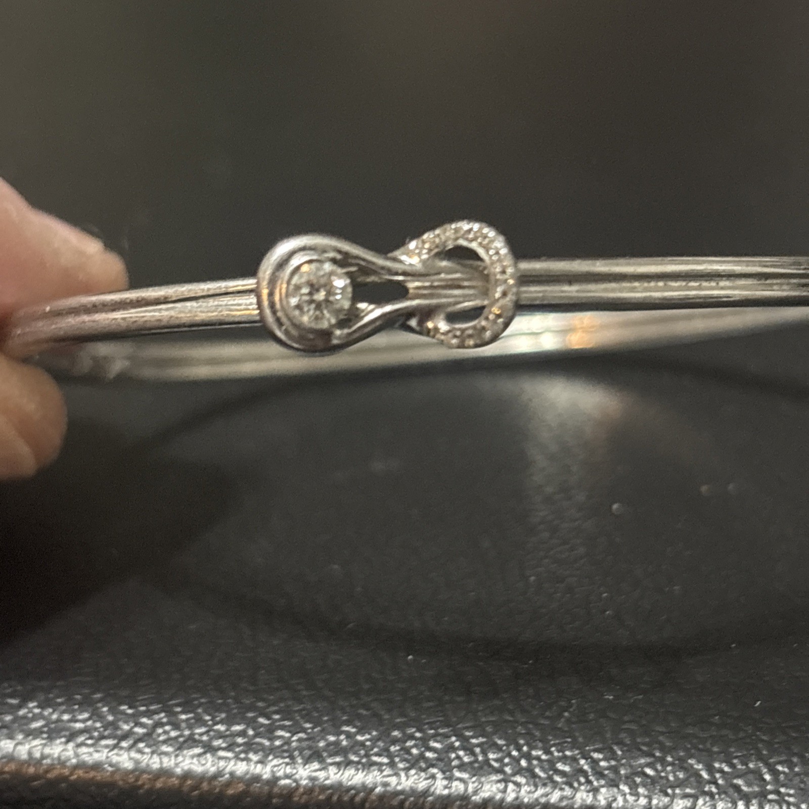 Infinity Knot 925 Silver Lab Created Diamonds Hin… - image 1