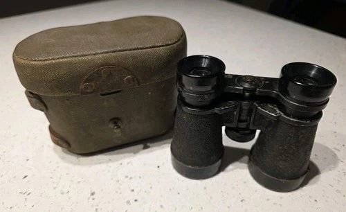 RARE WW2 ORIGINAL JAPANESE MILITARY FIELD BINOCULARS AND CANVAS CASE