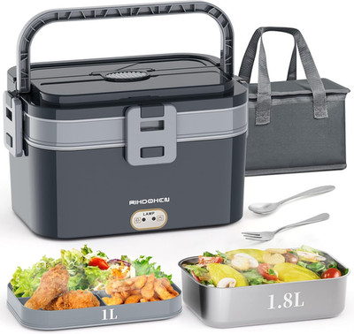 80W Faster Larger Electric Lunch Box Heater 2.8L Double Layers for Car Truck Wor
