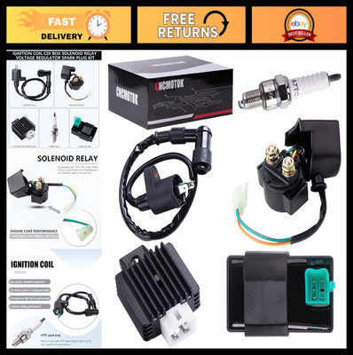 5-PIN CDI Box & Solenoid Kit, 4-PIN Relay, Voltage Regulator, Spark Plug for 50c