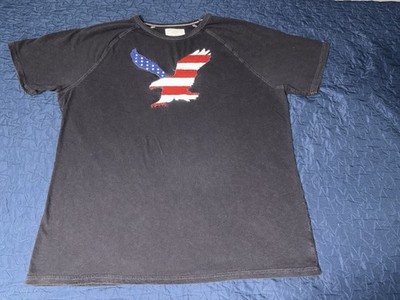 American Eagle Embroidered Eagle Flag T-Shirt XXXL Vintage Wash USA Patriotic