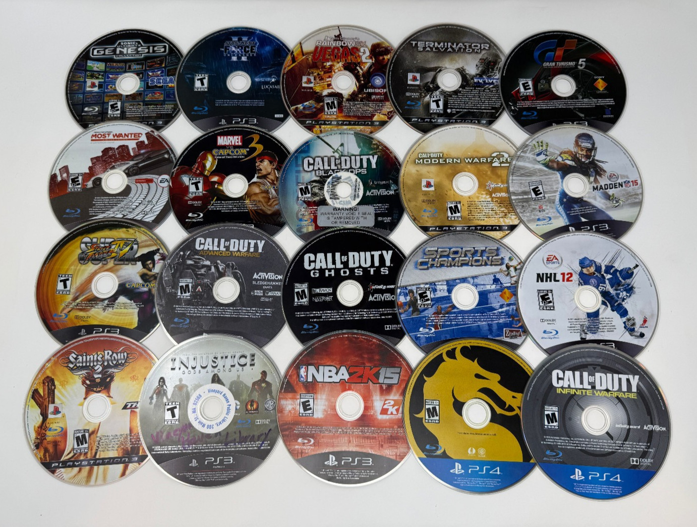 Lot of 20 Sony PlayStation 3 & 4 Game Discs *SCRATCHED - UNTESTED - AS IS*