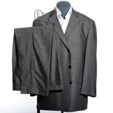 46R Reaction Kenneth Cole 3-Button Gray Wool 2-Piece Suit 41x30 Trousers Jacket
