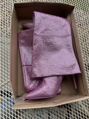 Steve Madden Vivianne Pink size 9.5 Thigh-High Stiletto Rhinestone Boots
