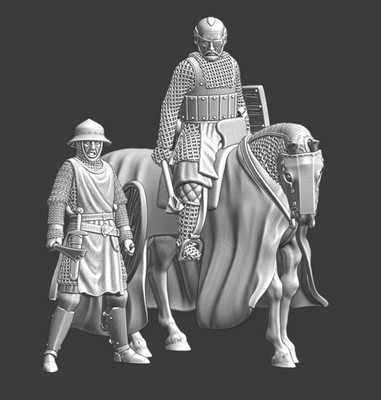 unbemalte 3D Druck 28mm Mittelalter Ritter mit Augenklappe & Sergeant Miniaturen 