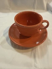 FIESTA - CUP AND SAUCER - PERSIMMON RETIRED TEA COFFEE FIESTAWARE HLC