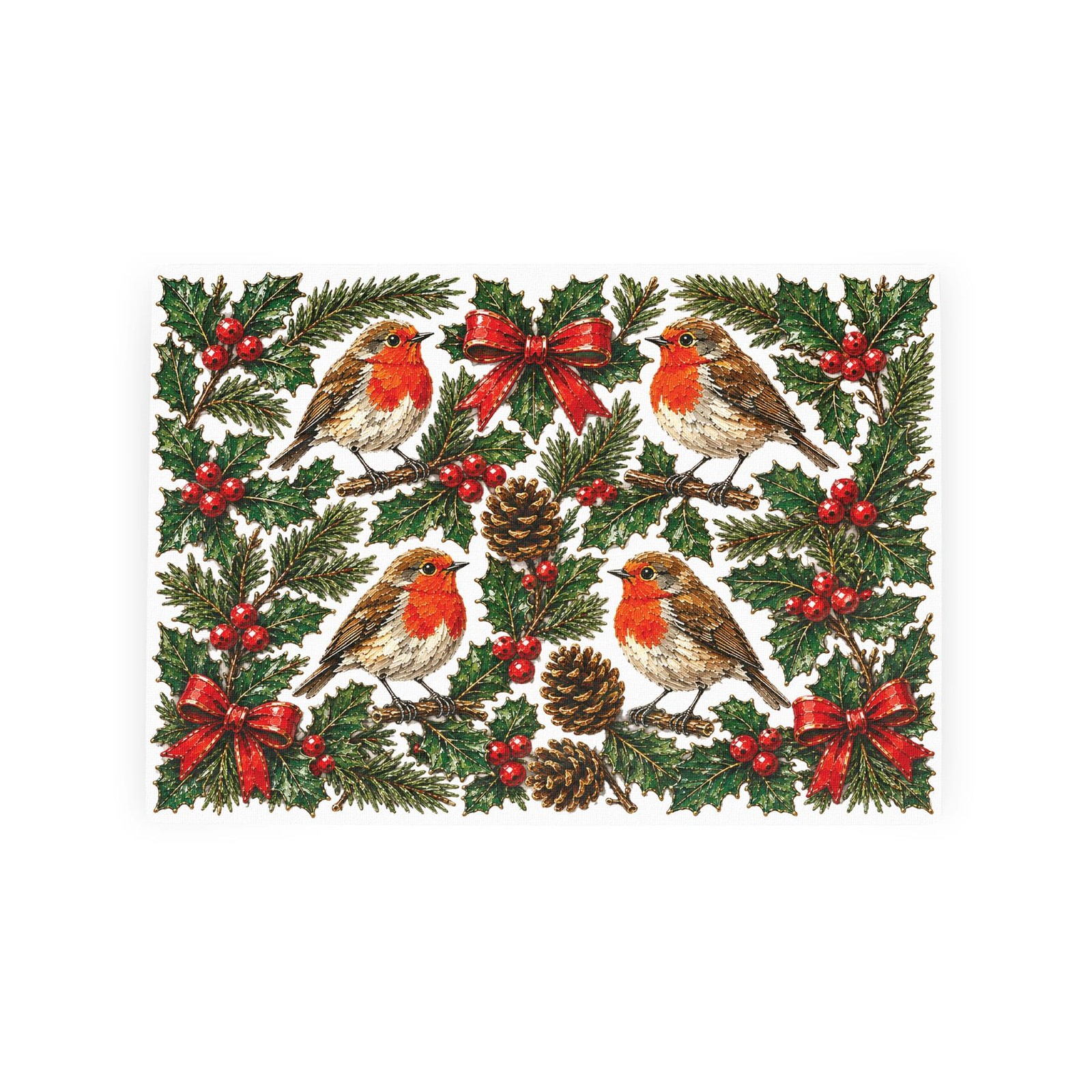 Purely Home Festive Robins Textured Glass Christmas Worktop Protector - Small Kitchen Chopping Board - Multicoloured - Image 2