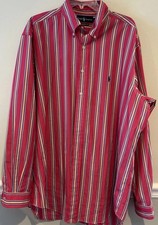 Polo Ralph Lauren Mens Pink Striped Button Front L/S Classic Shirt 17.5 X-Large