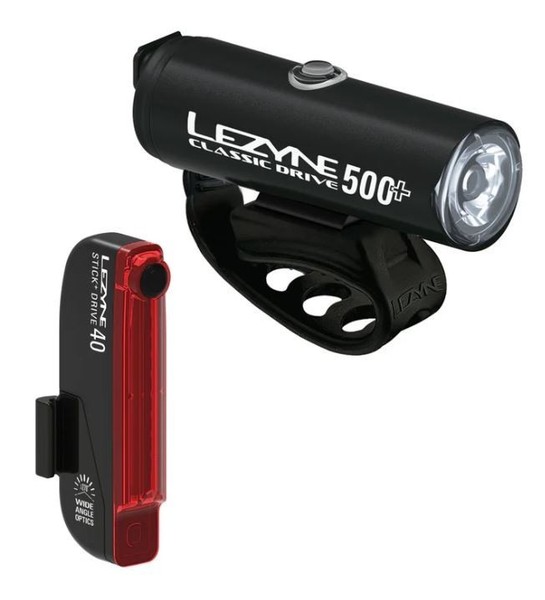 Lezyne Classic Drive 500+ LED Frontlicht & Stick+ RüCklicht Set Paar Schwarz-image