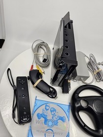 Nintendo Wii Black Console RVL-101 Bundle With Mario Kart Tested Works Free 📦 