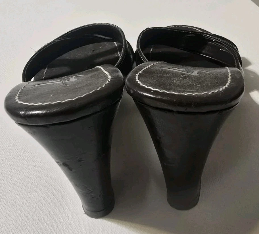 Life Stride Forum Mujer Marrón Oscuro Cuña Tacones Mula Zapatos Sandalias 7.5 Punta Abierta Foto 4 de 4