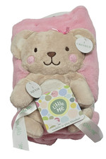 Little Me Soft Pink Beige Baby Blanket Squeak Crinkle Teddy Bear Plush Security