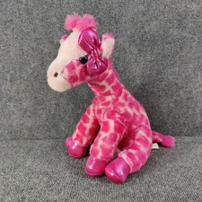 Aurora World Pink Giraffe Plush Stuffed Animal Destination Nation 11 Shiny Bow