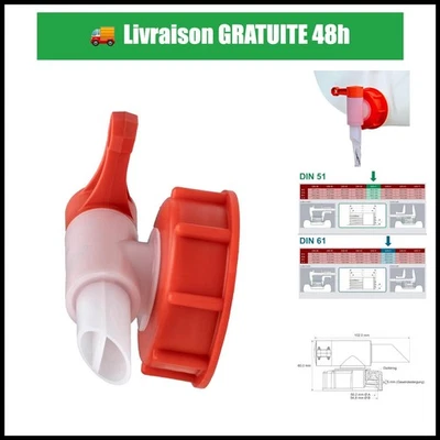 ISOLATECH Robinet de Vidange pour Jerrican 5L 10L DIN51 - Photo 1/4