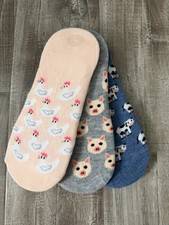 Women's Farm Animals 3pk Liner Socks - Denim Heather/Heather 4-10