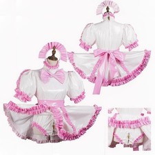 Girl Maid Sissy White PVC Lockable Dress cosplay Unisex costumes Tailor-made
