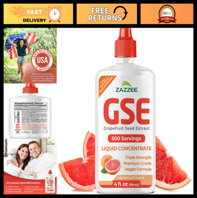 Triple Strength Grapefruit Seed Extract 4oz - 500 Servings, Vegan, Gluten-Free,