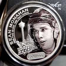 SEAN MONAHAN UPPER DECK HOCKEY GRANDEUR ONE OUNCE .9999 SILVER COIN SER.#/1000