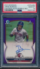 PSA 10 JORGE BURGOS 1st AUTO 2023 Bowman Chrome PURPLE REFRACTOR/250 RC GEM MINT