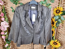 Minuet Short Occasion Fitted Jacket Size Uk Petite 16 Linen Mix Grey Silver New