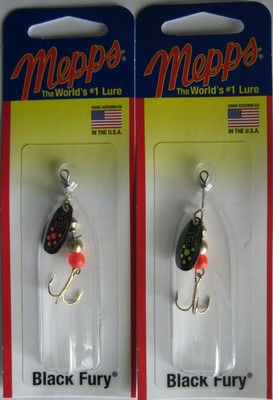 2 - Mepps  Black Fury Spinner - 1/12 oz.- Two Popular Colors!