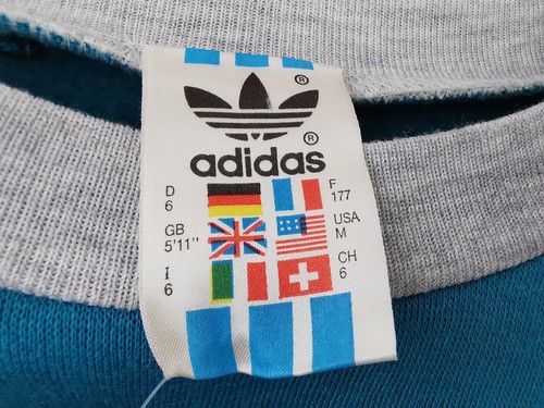 Felpa Adidas grigia blu nuova con etichette vintage anni 90 taglia media *NUOVA * rara - Foto 5 di 14