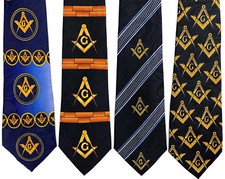 Pack Of 4 Mason Compass Mens Neck Ties Masonic Square Freemason Neckties