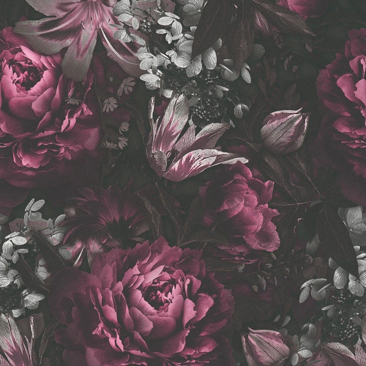 AS Creation Romantic Floral Flower Pink Charcoal Paste The Wall