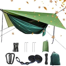 Portable Single Double Nylon High Strength Parachute Hammock Rainfly Dark Green