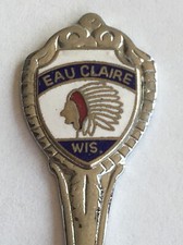 Vintage Souvenir Spoon US Collectible Eau Claire Wisconsin Indian Chief