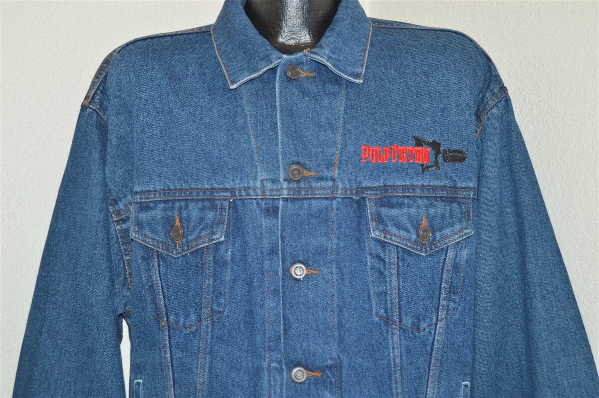 vintage 90s PULP FICTION DENIM TRUCKER BUTTON UP MOVIE vintage 90s PULP FICTION DENIM TRUCKER BUTTON UP MOVIE
